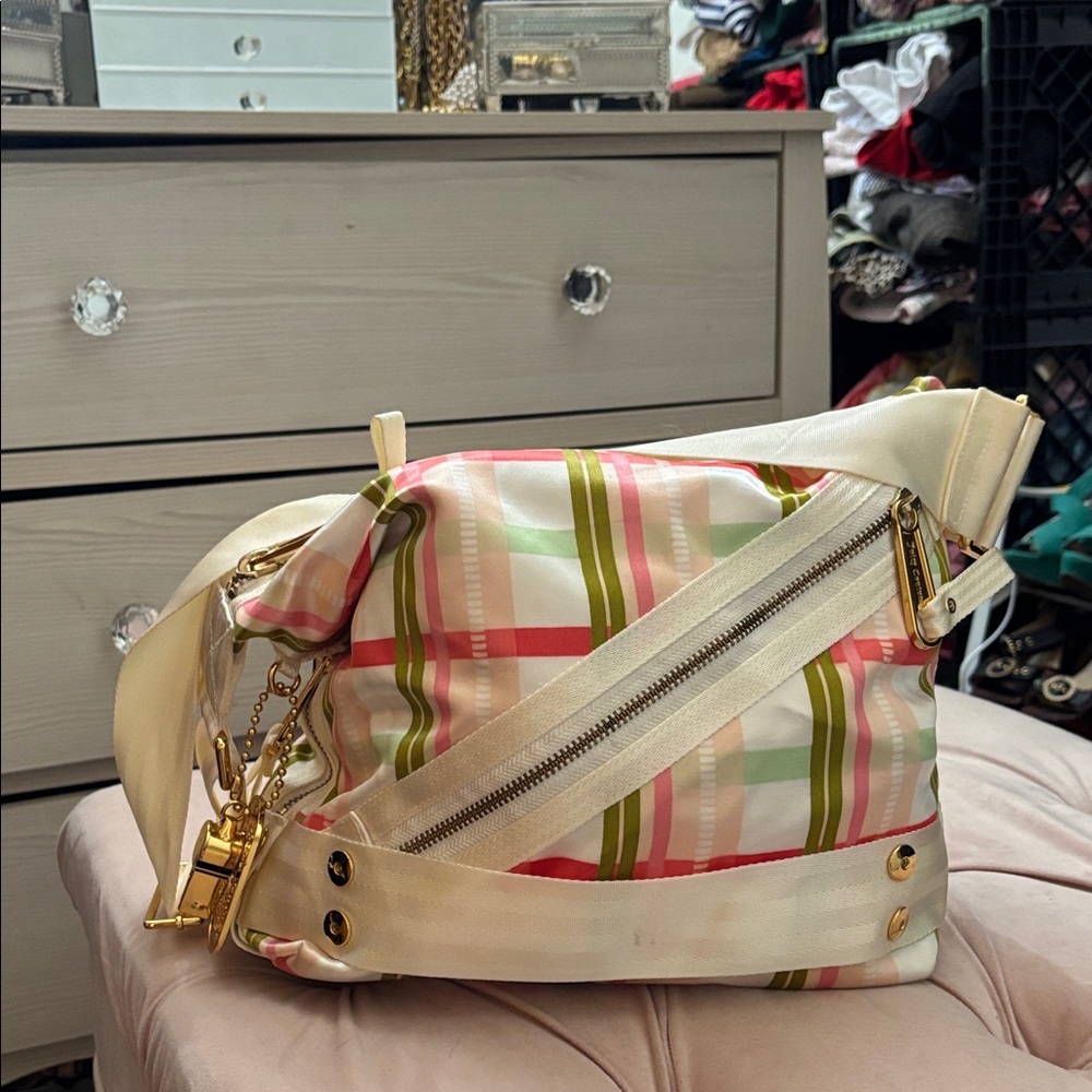 Juicy Couture Y2K Plaid Shoulder Bag - Pink and Green